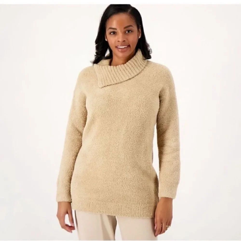 Barefoot Dreams Biscotti Cozy Chic Cowl Neck Tunic